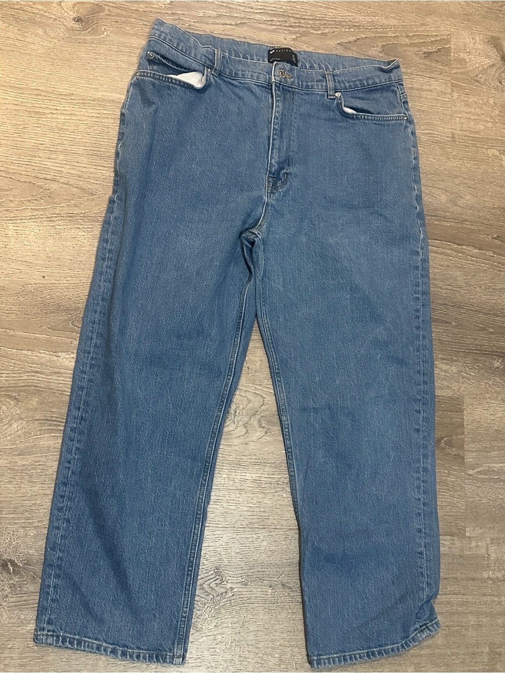 ASOS DESIGN Women’s Wide Leg Jeans High Rise Light Wash Blue Denim Size 14